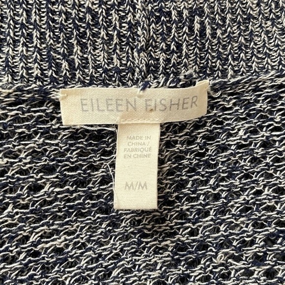 Eileen Fisher Cardigan Sweater M‎ Organic Linen Minimalist Quiet Luxury Neutral - Picture 6 of 7